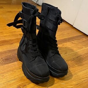 Mad Hustle Women's Tall Black Combat Boots sz 11